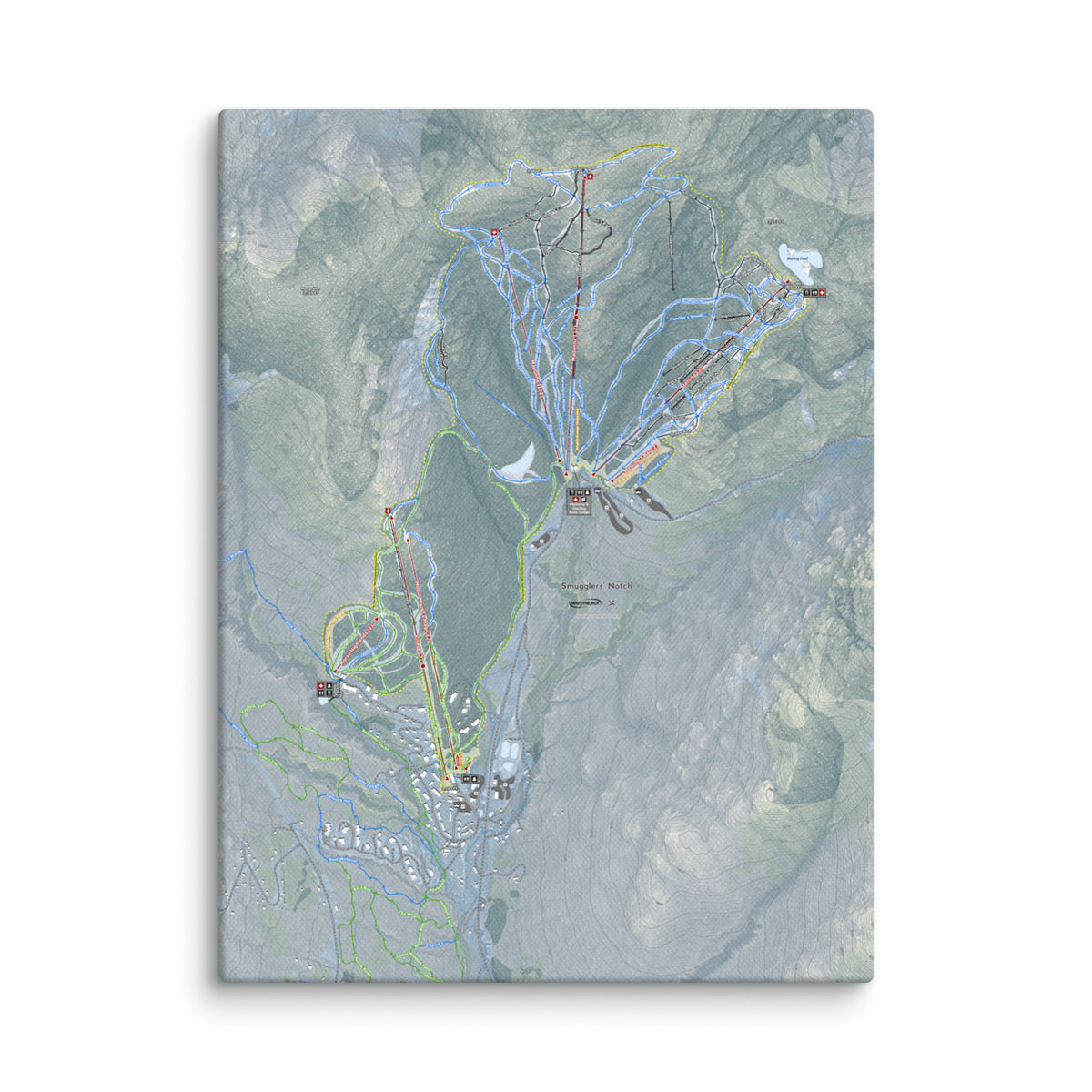 Smugglers Notch, Vermont Ski Resort Map Canvas Wall Art