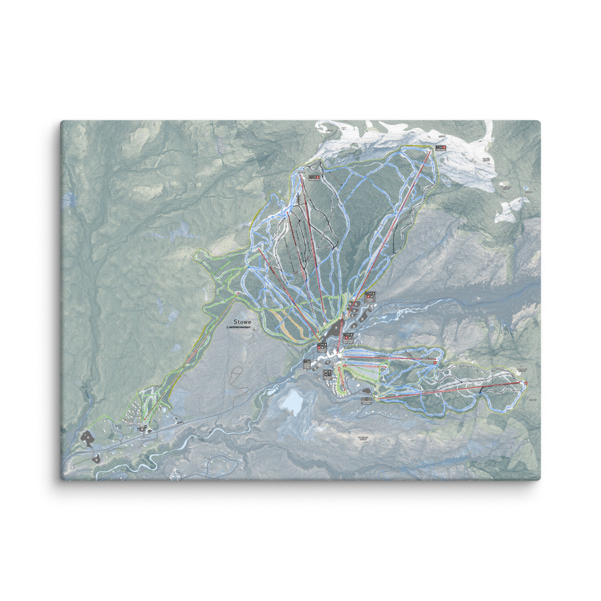 Stowe, Vermont Ski Resort Map Canvas Wall Art