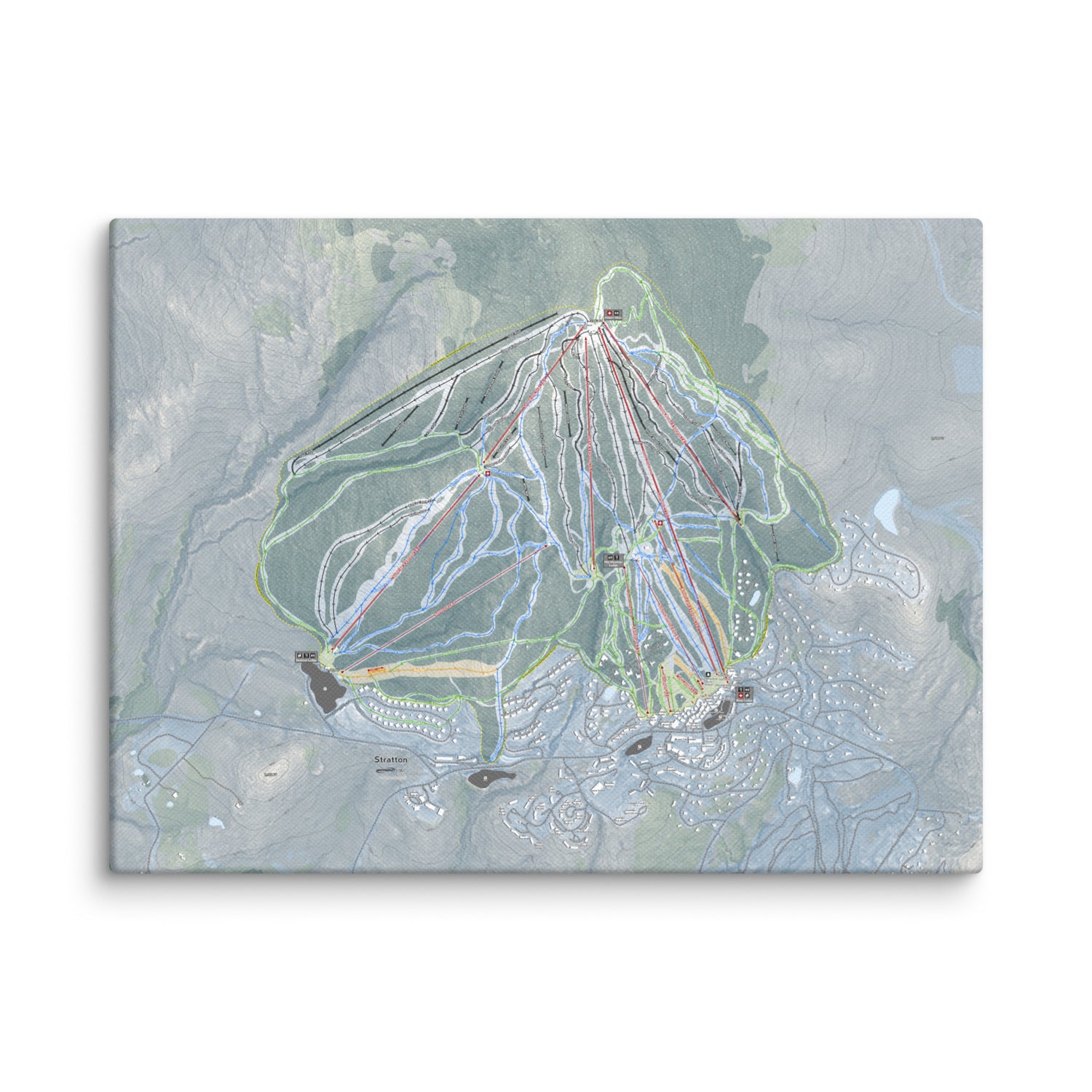 Stratton Mountain, Vermont Ski Resort Map Canvas Wall Art