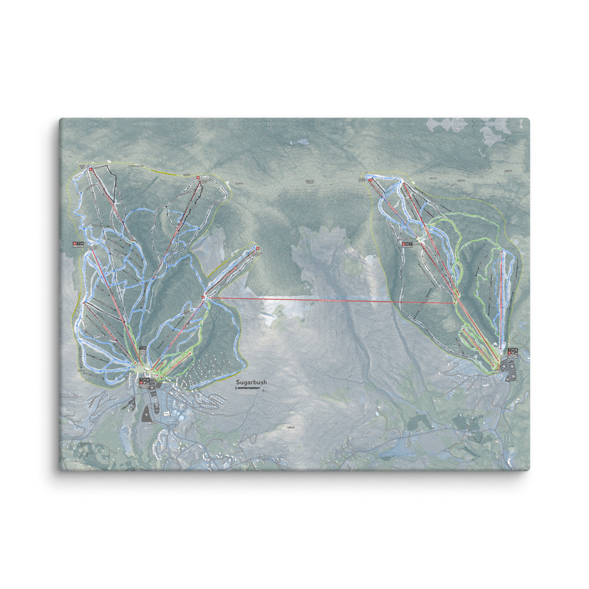 Sugarbush, Vermont Ski Resort Map Canvas Wall Art