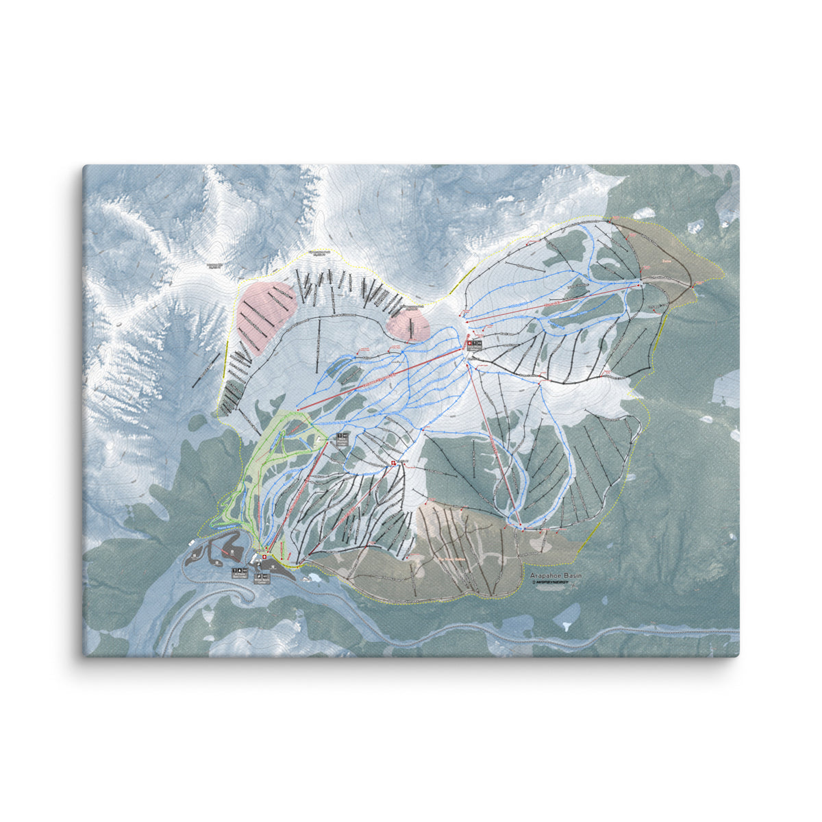 Arapahoe Basin, Colorado Ski Resort Map Canvas Wall Art