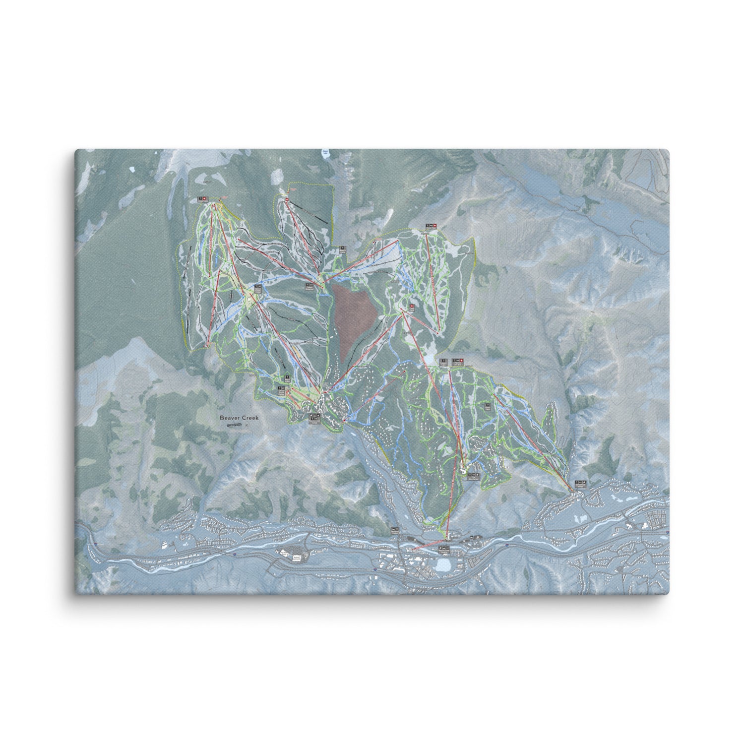 Beaver Creek, Colorado Ski Resort Map Canvas Wall Art