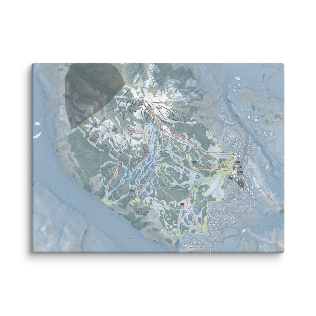 Crested Butte, Colorado Ski Resort Map Canvas Wall Art