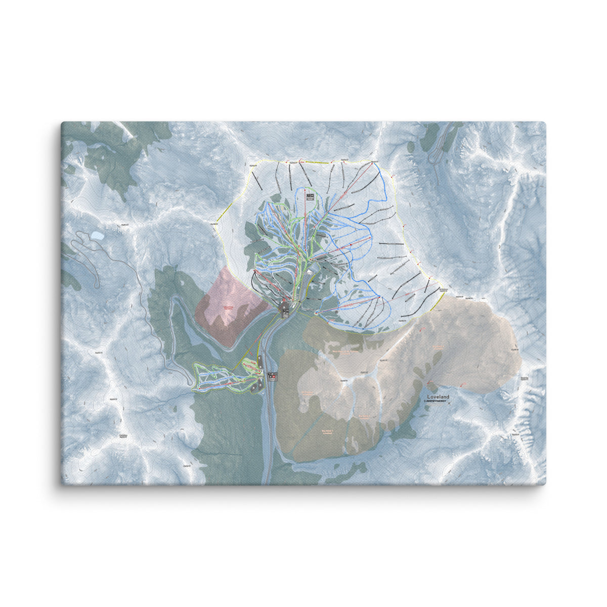Loveland, Colorado Ski Resort Map Canvas Wall Art