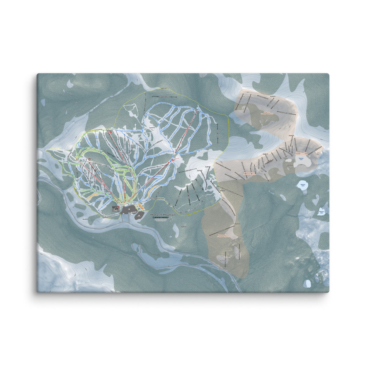 Monarch Mountain, Colorado Ski Resort Map Canvas Wall Art