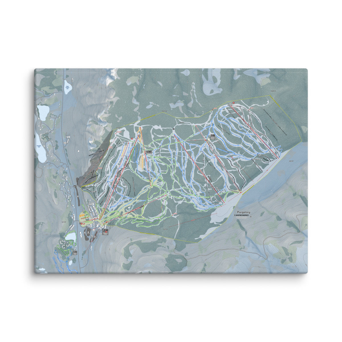 Purgatory, Colorado Ski Resort Map Canvas Wall Art