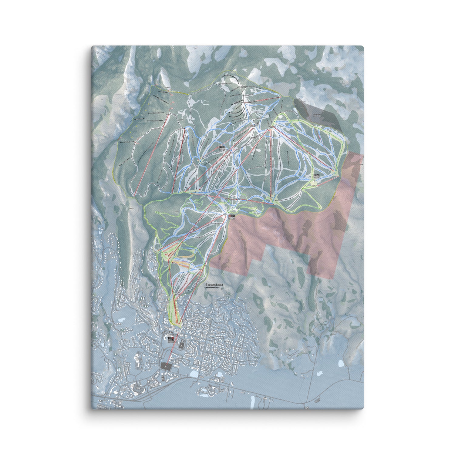 Steamboat, Colorado Ski Resort Map Canvas Wall Art