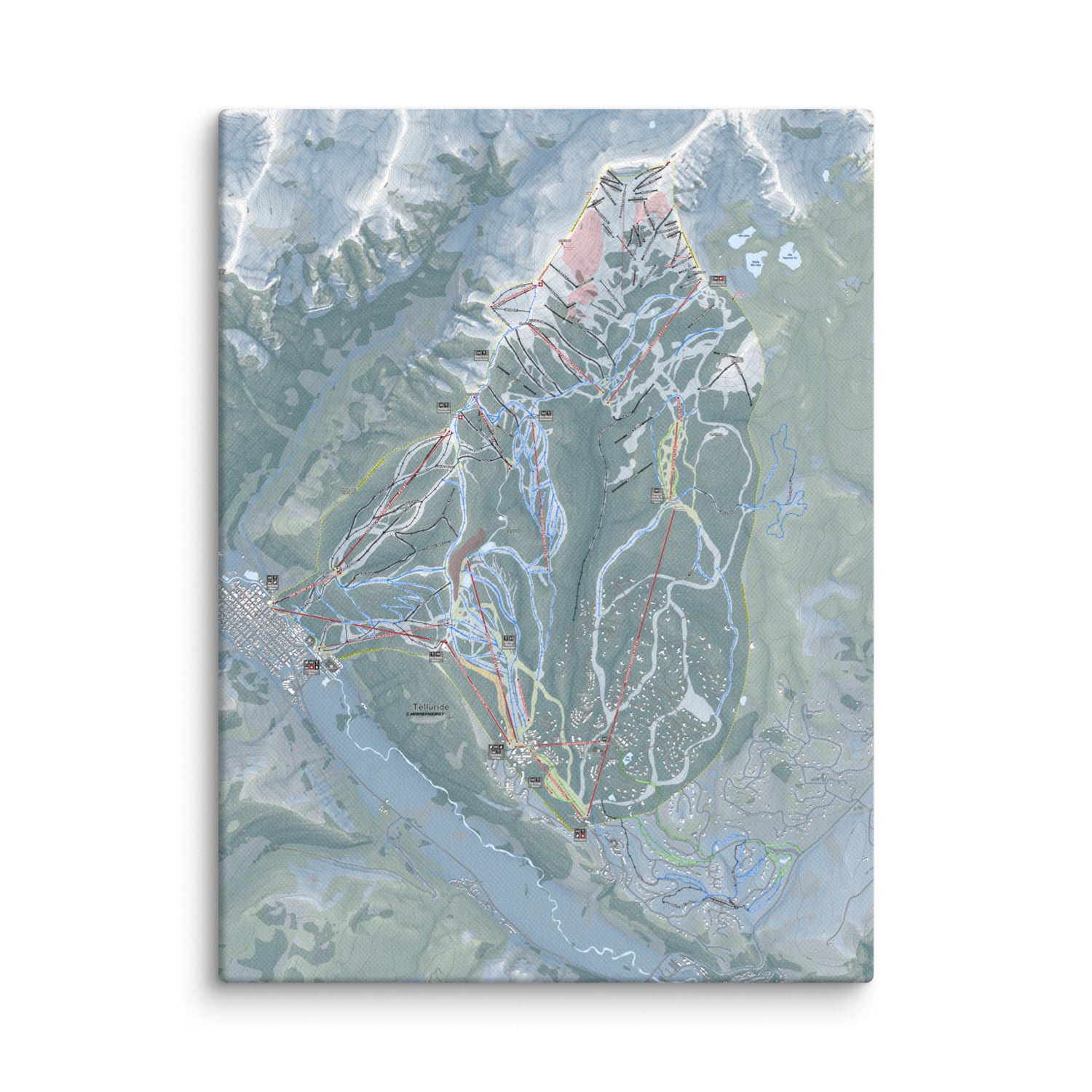 Telluride, Colorado Ski Resort Map Canvas Wall Art
