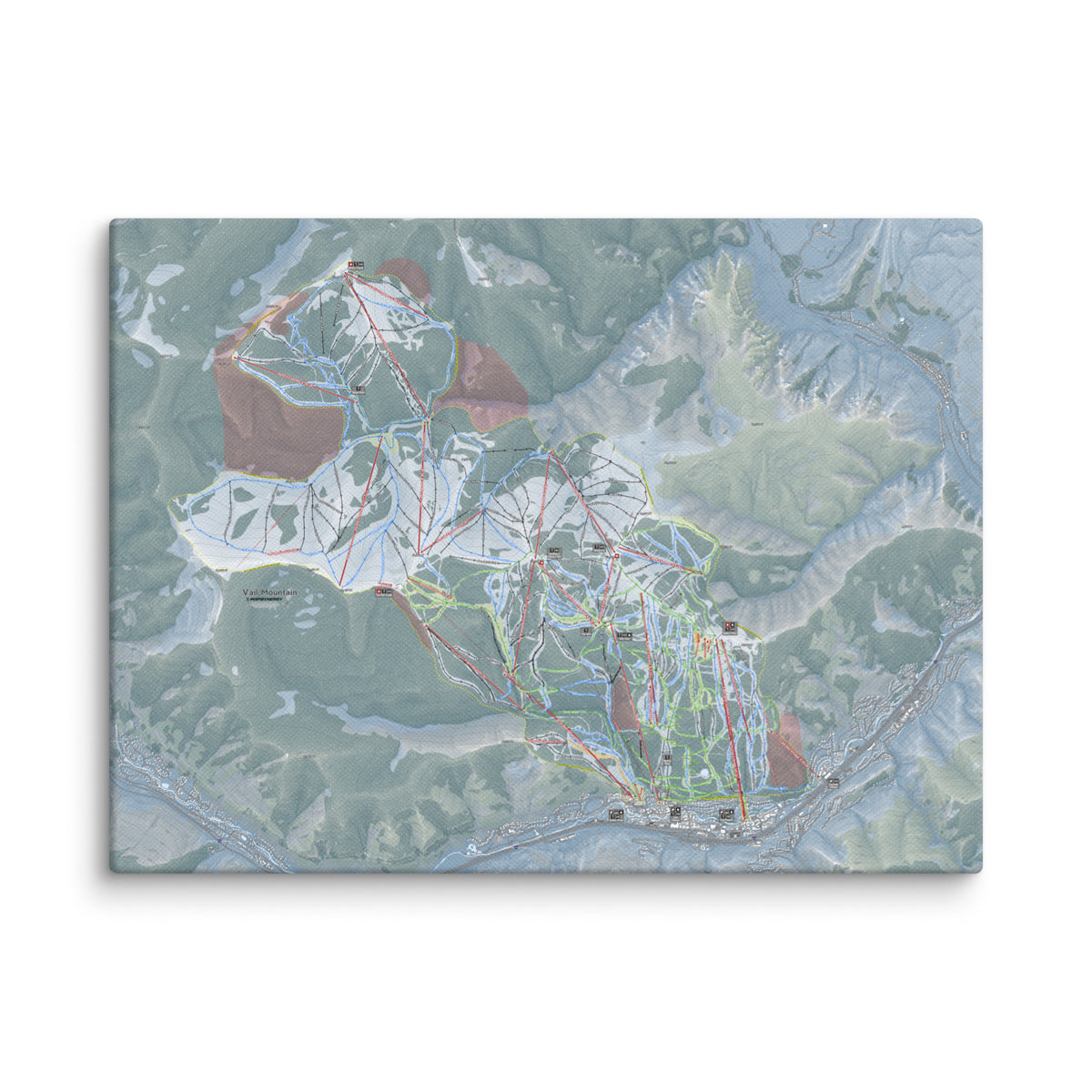 Vail, Colorado Ski Resort Map Canvas Wall Art