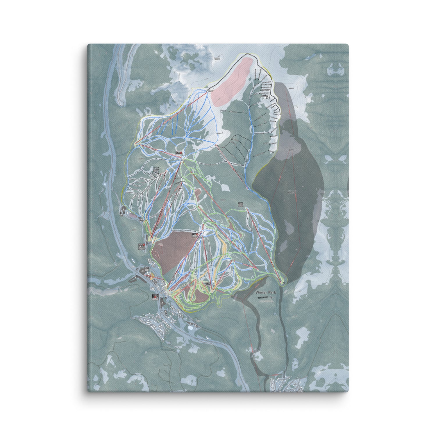 Winter Park, Colorado Ski Resort Map Canvas Wall Art