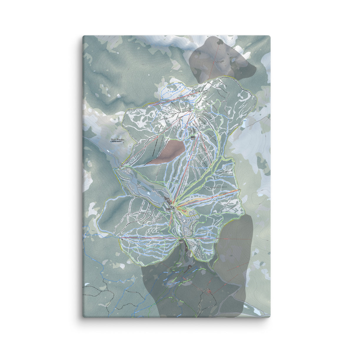 Sun Peaks, British Columbia Ski Resort Map Canvas Wall Art
