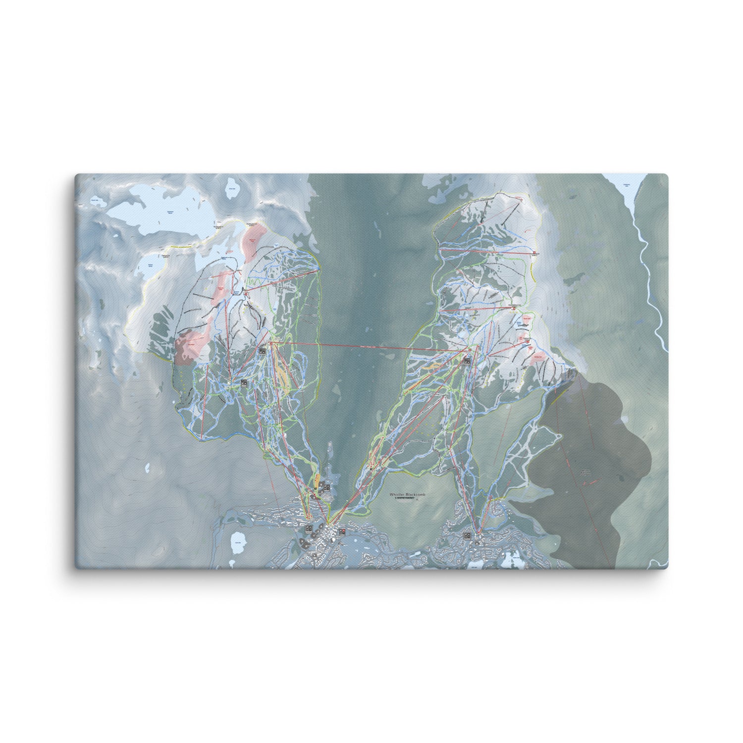 Whistler Blackcomb, British Columbia Ski Resort Map Canvas Wall Art