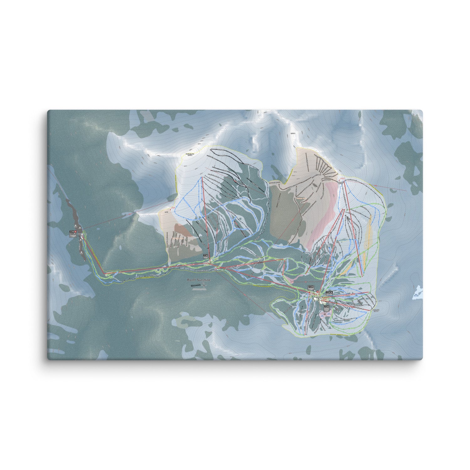 Banff Sunshine, Alberta Ski Resort Map Canvas Wall Art
