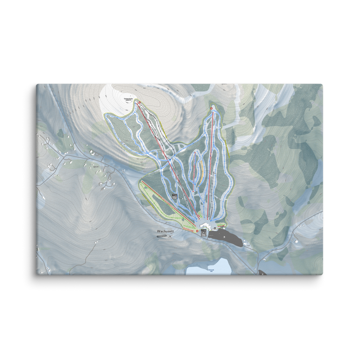 Wachusett Mountain, Massachusetts Ski Resort Map Canvas Wall Art