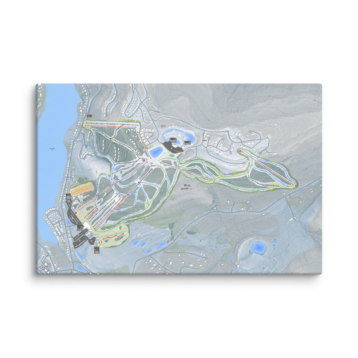 Wisp, Maryland Ski Resort Map Canvas Wall Art