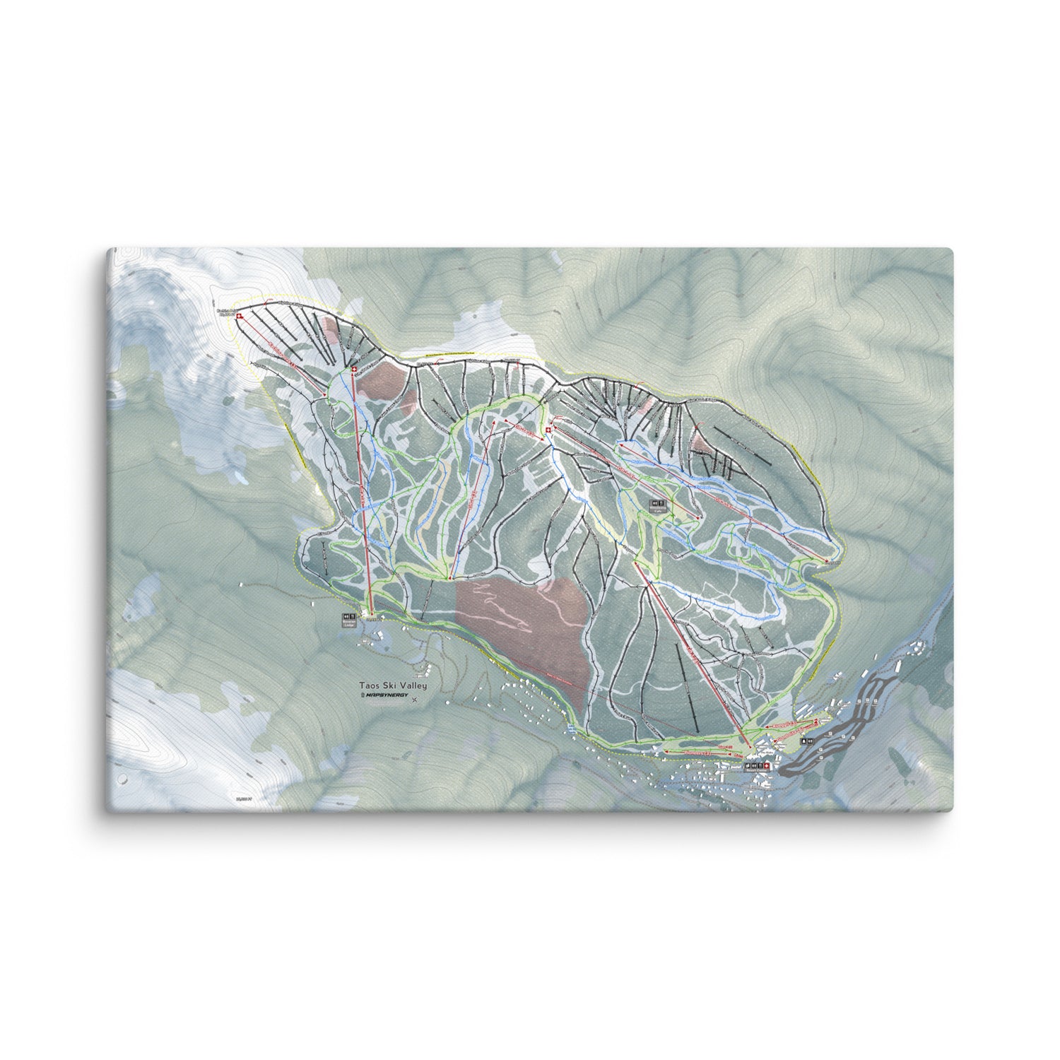 Taos, New Mexico Ski Resort Map Canvas Wall Art
