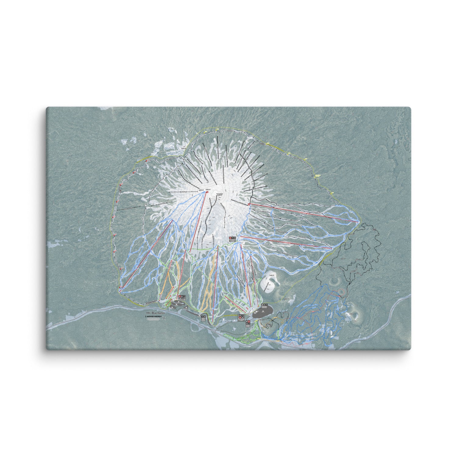 Mt Bachelor, Oregon Ski Resort Map Canvas Wall Art