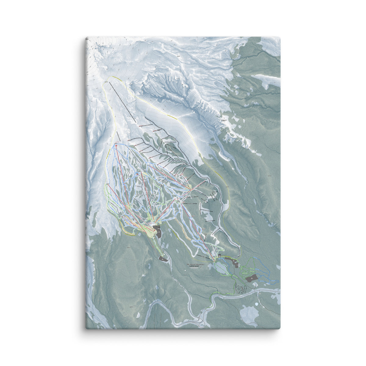 Mt Hood Meadows, Oregon Ski Resort Map Canvas Wall Art