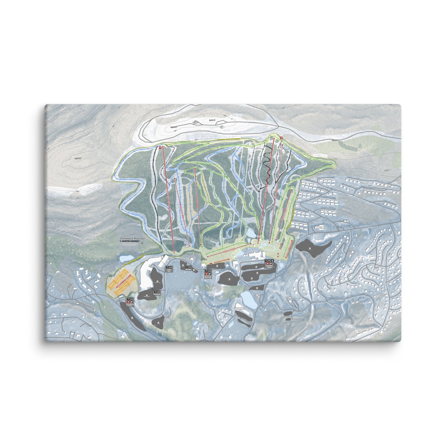 Camelback Mountain, Pennsylvania Ski Resort Map Canvas Wall Art