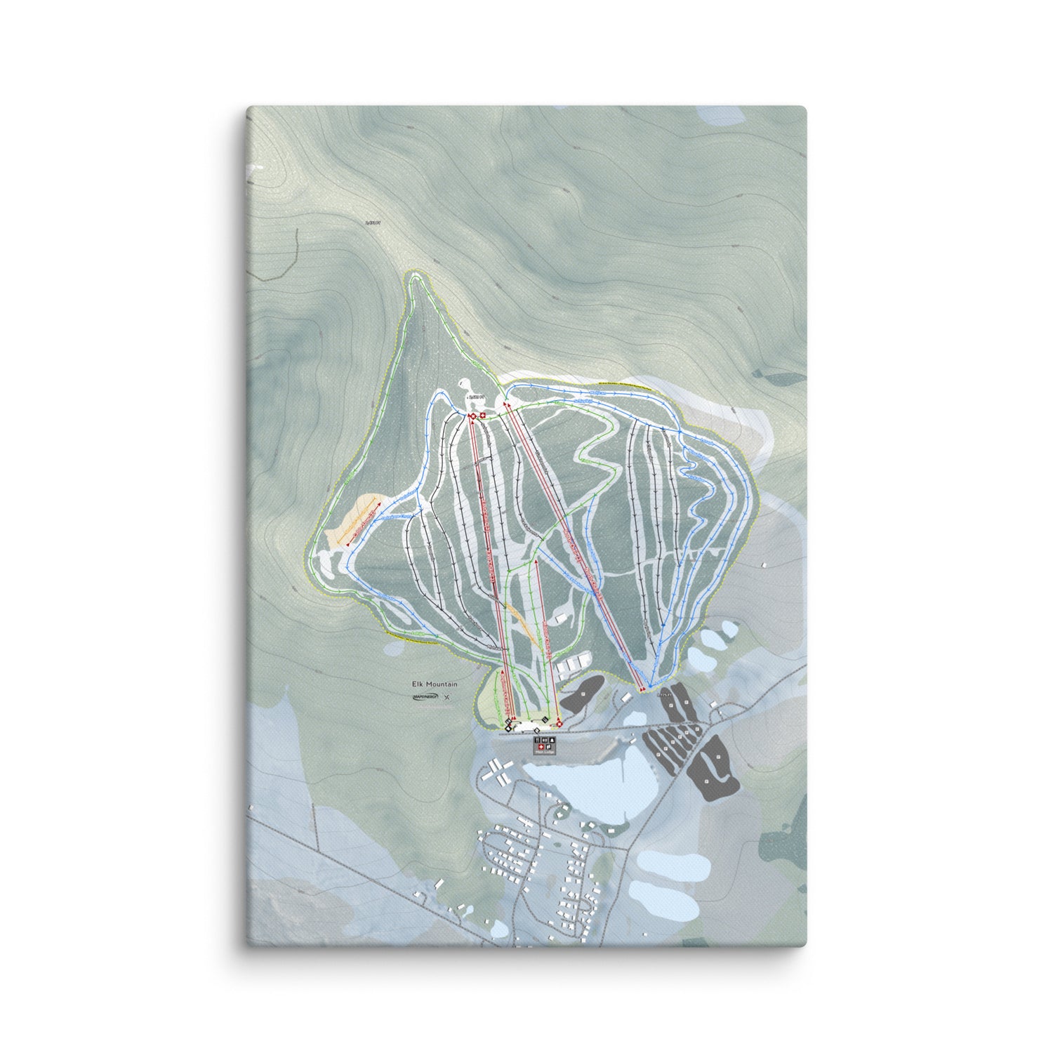 Elk Mountain, Pennsylvania Ski Resort Map Canvas Wall Art