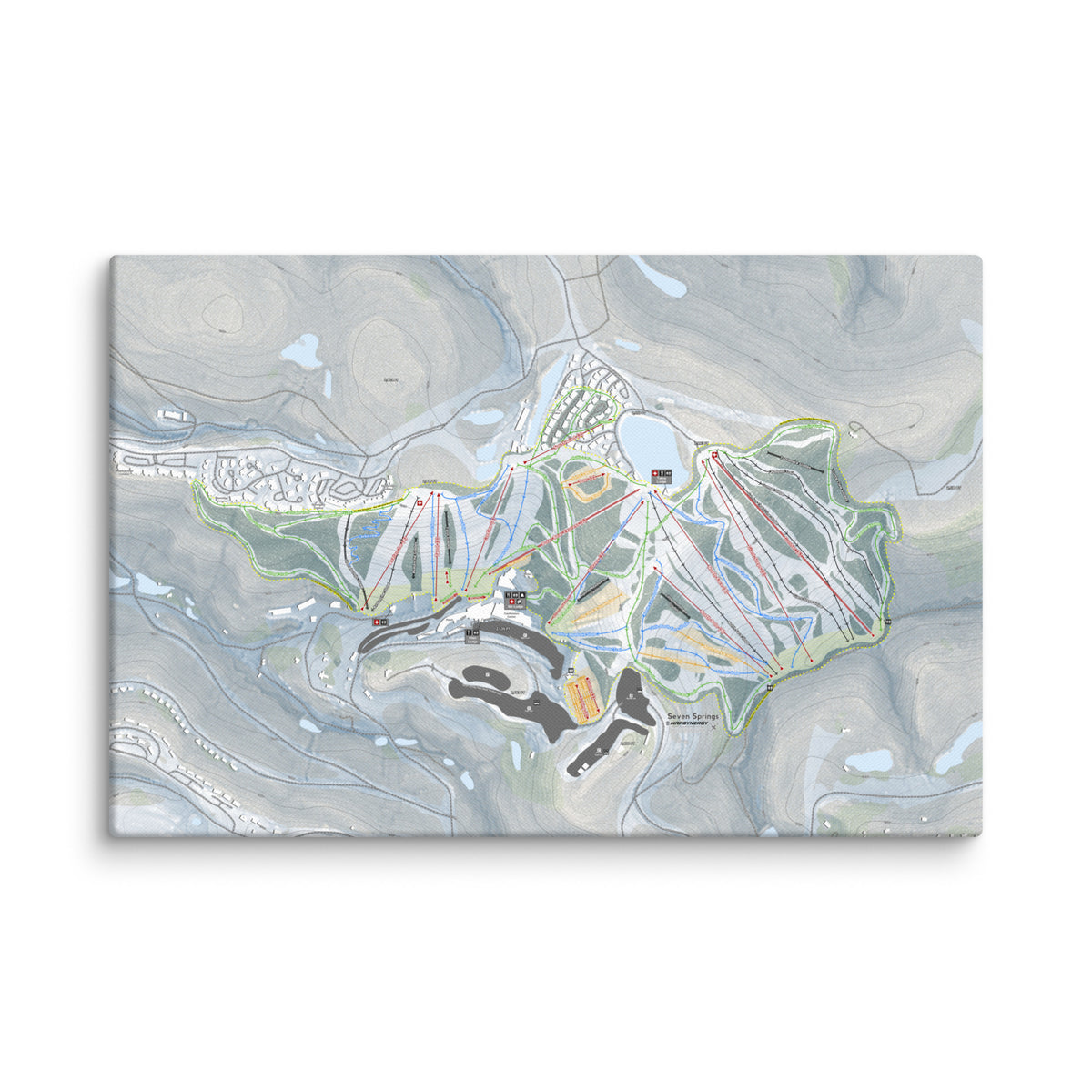Seven Springs, Pennsylvania Ski Resort Map Canvas Wall Art