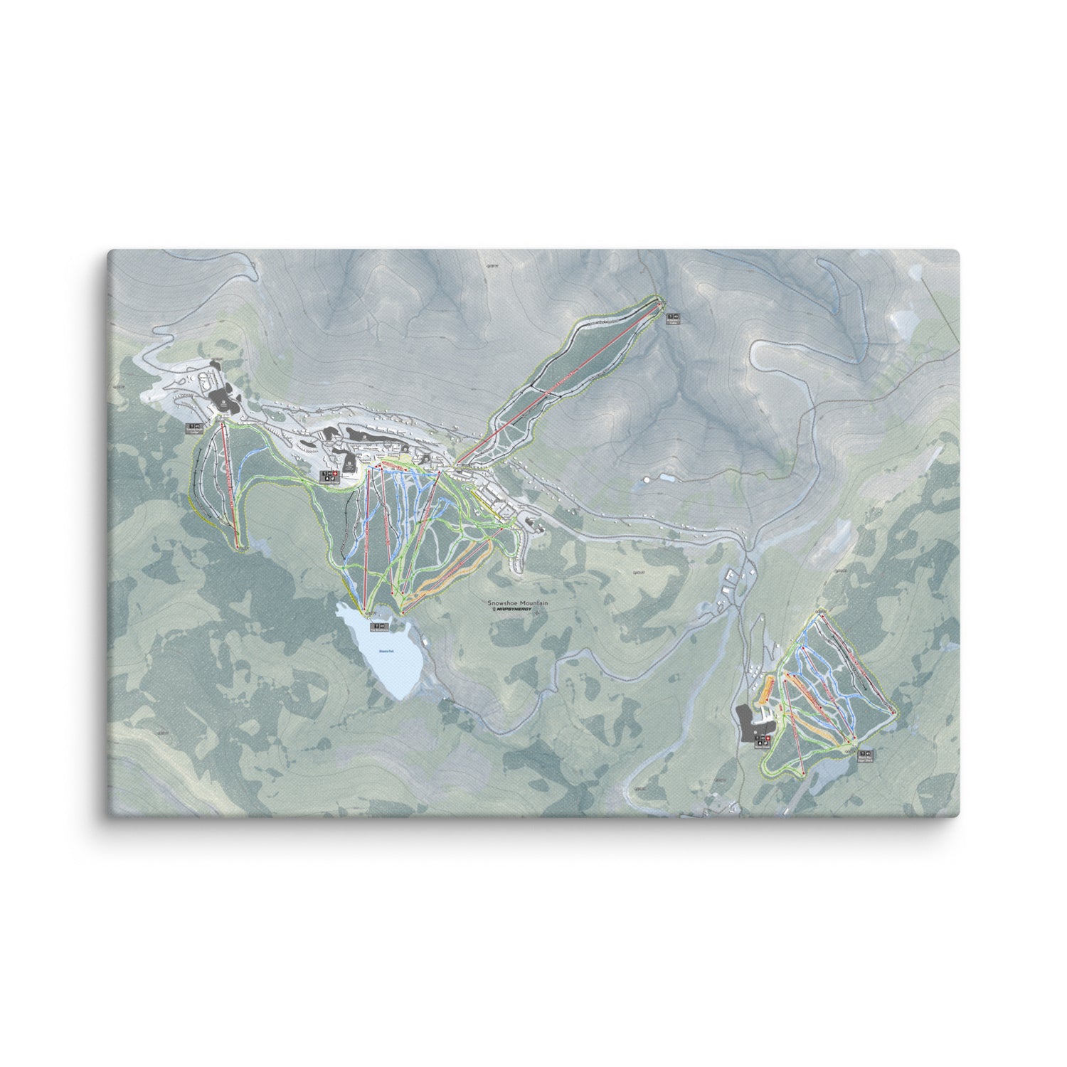 Snowshoe Mountain, West Virginia Ski Resort Map Canvas Wall Art
