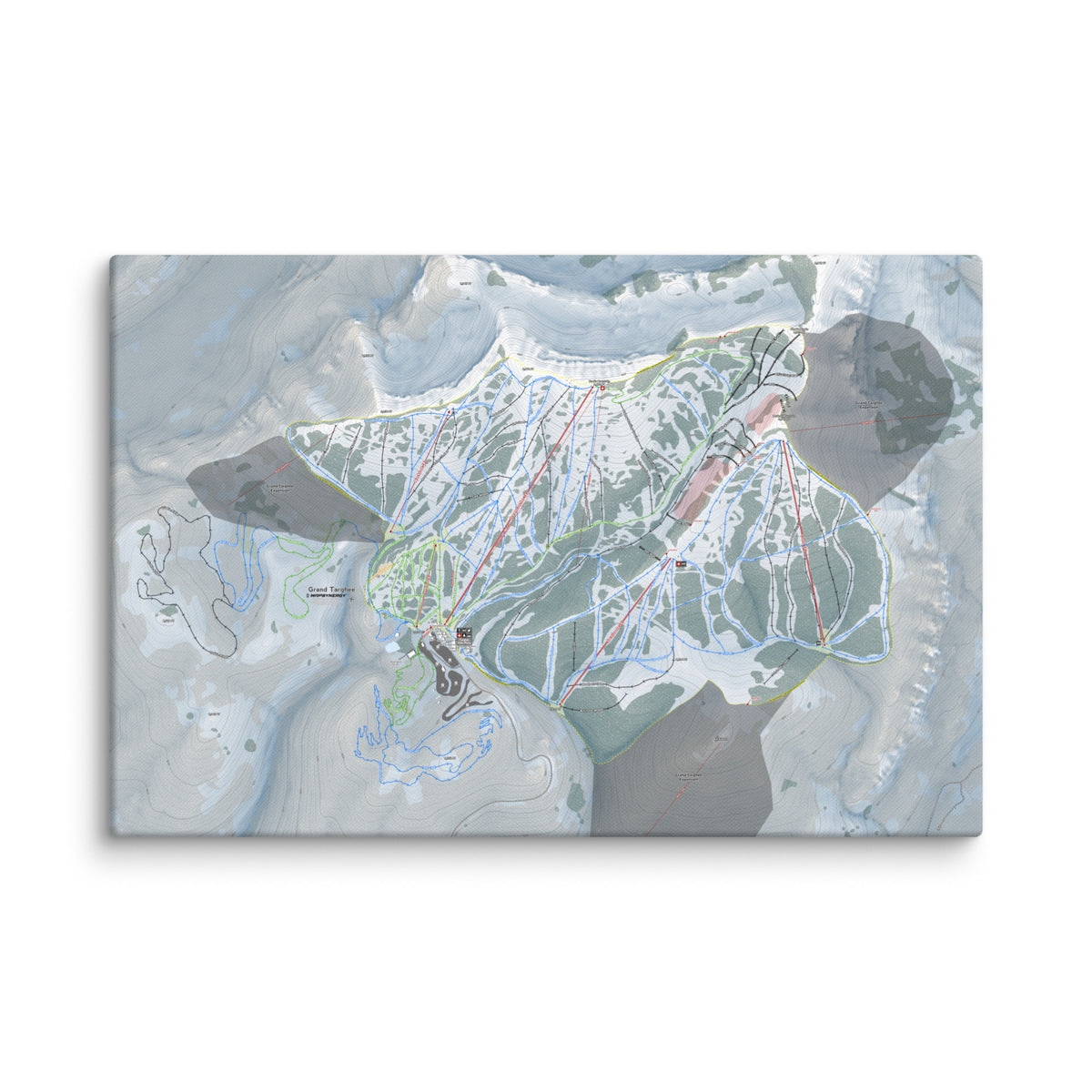 Grand Targhee, Wyoming Ski Resort Map Canvas Wall Art