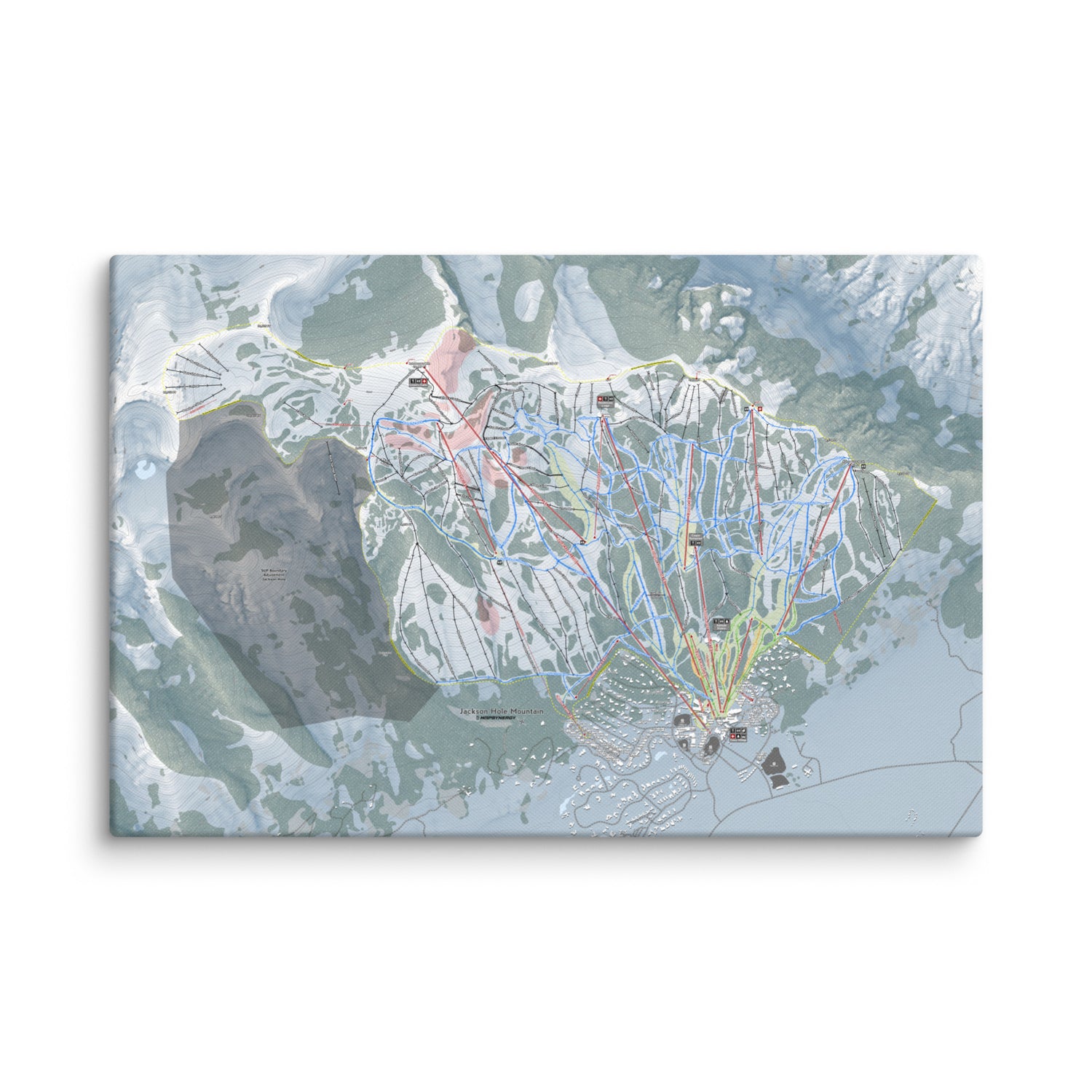 Jackson Hole Mountain, Wyoming Ski Resort Map Canvas Wall Art