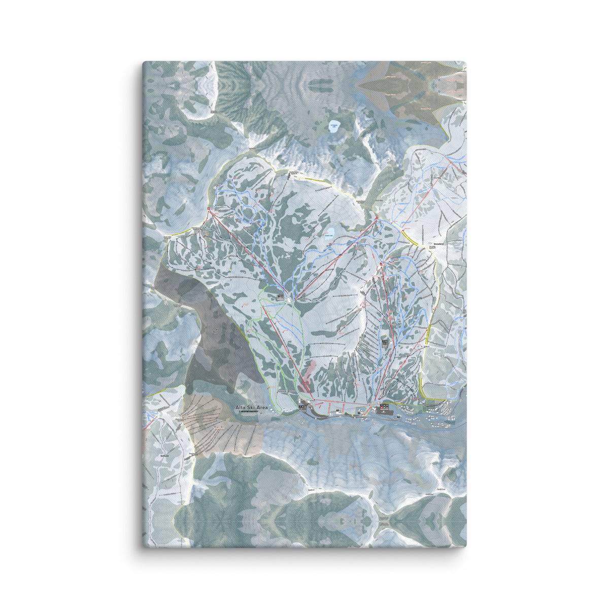 Alta, Utah Ski Resort Map Canvas Wall Art