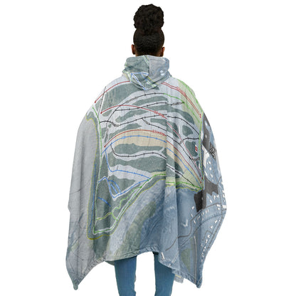 Swain, New York Ski Resort Map Flannel Blanket Poncho