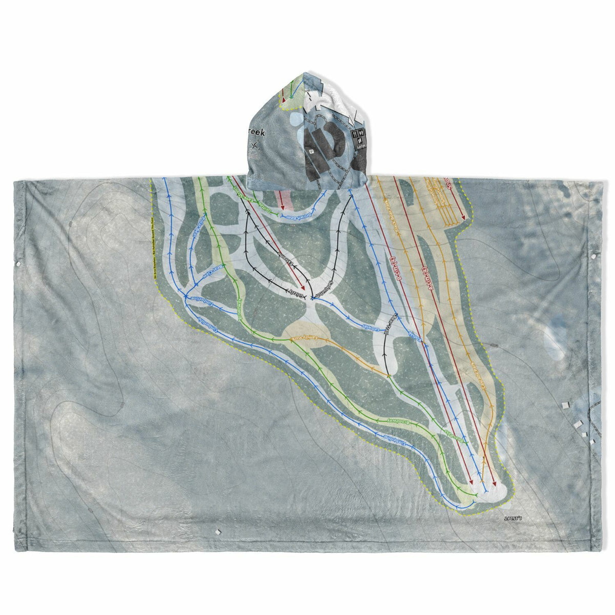 Bear Creek, Pennsylvania Ski Resort Map Flannel Blanket Poncho