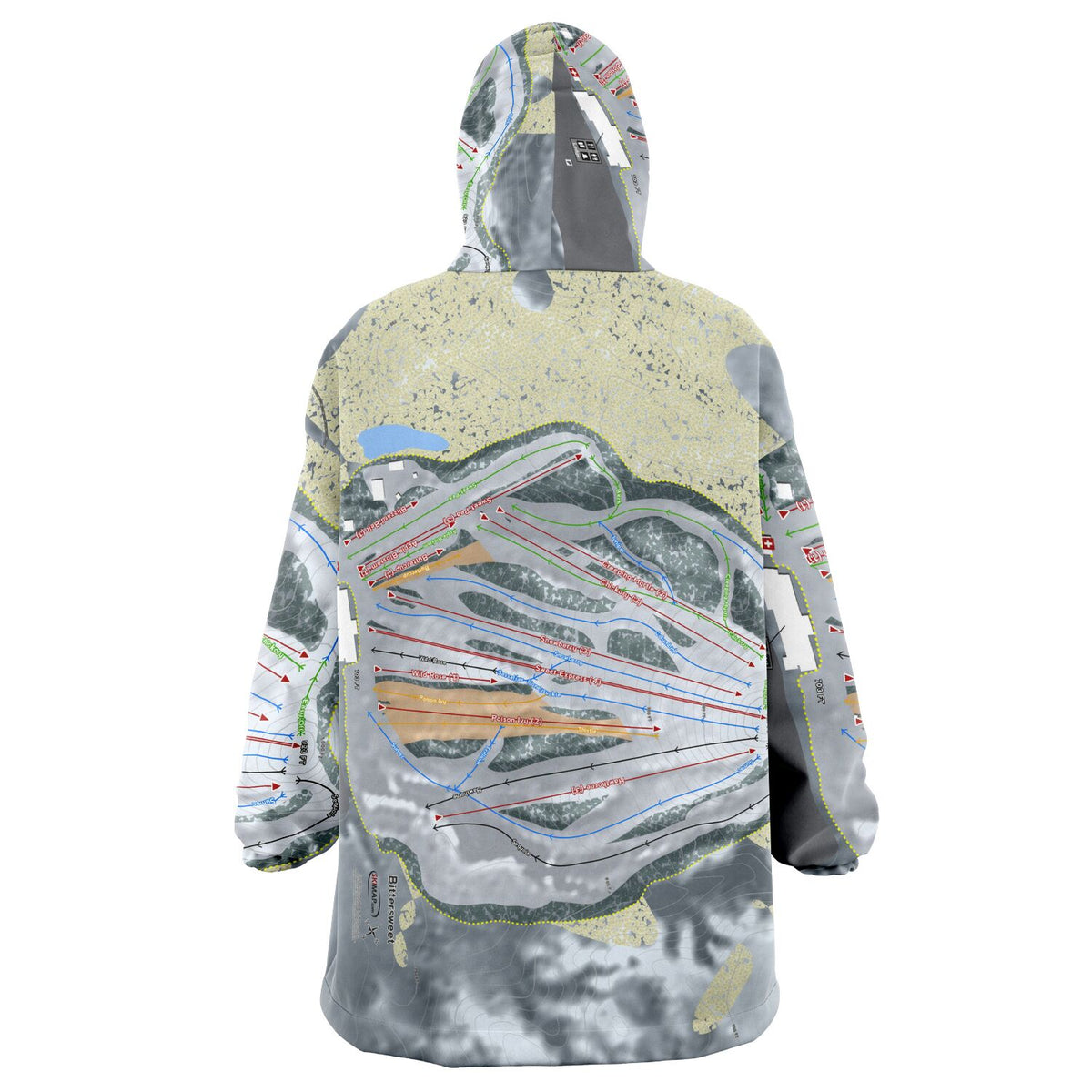 Bittersweet, Michigan Ski Trail Map Snug Hoodie
