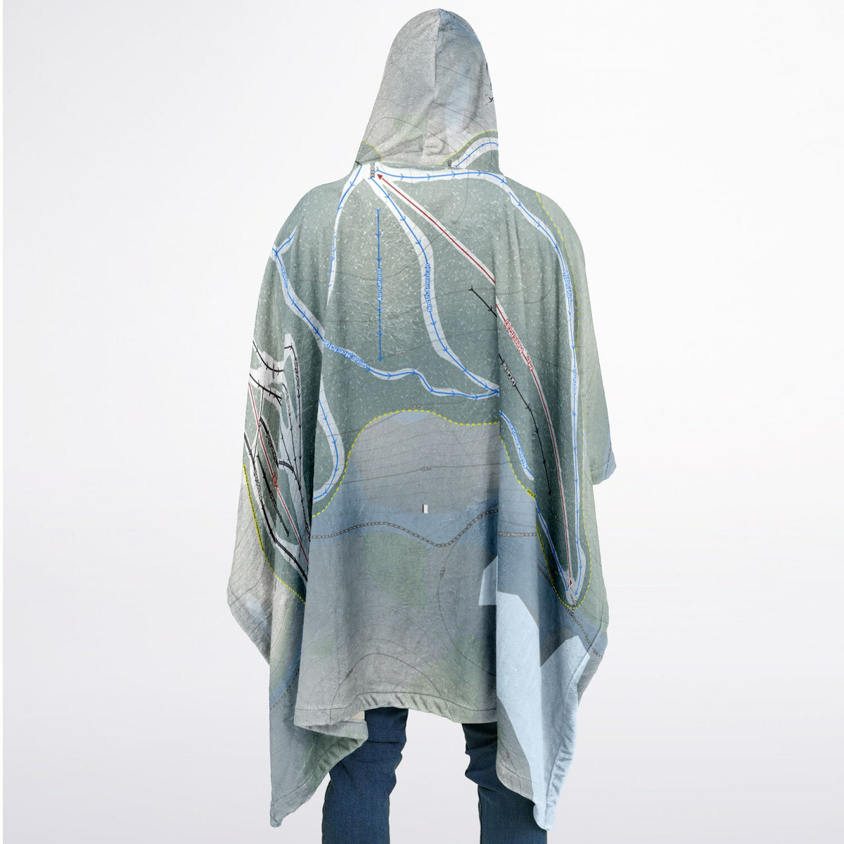 Camp Fortune, Quebec Ski Resort Map Flannel Blanket Poncho