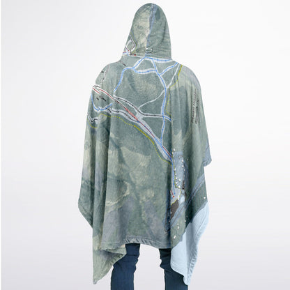Pleasant Mountain, Maine Ski Resort Map Flannel Blanket Poncho