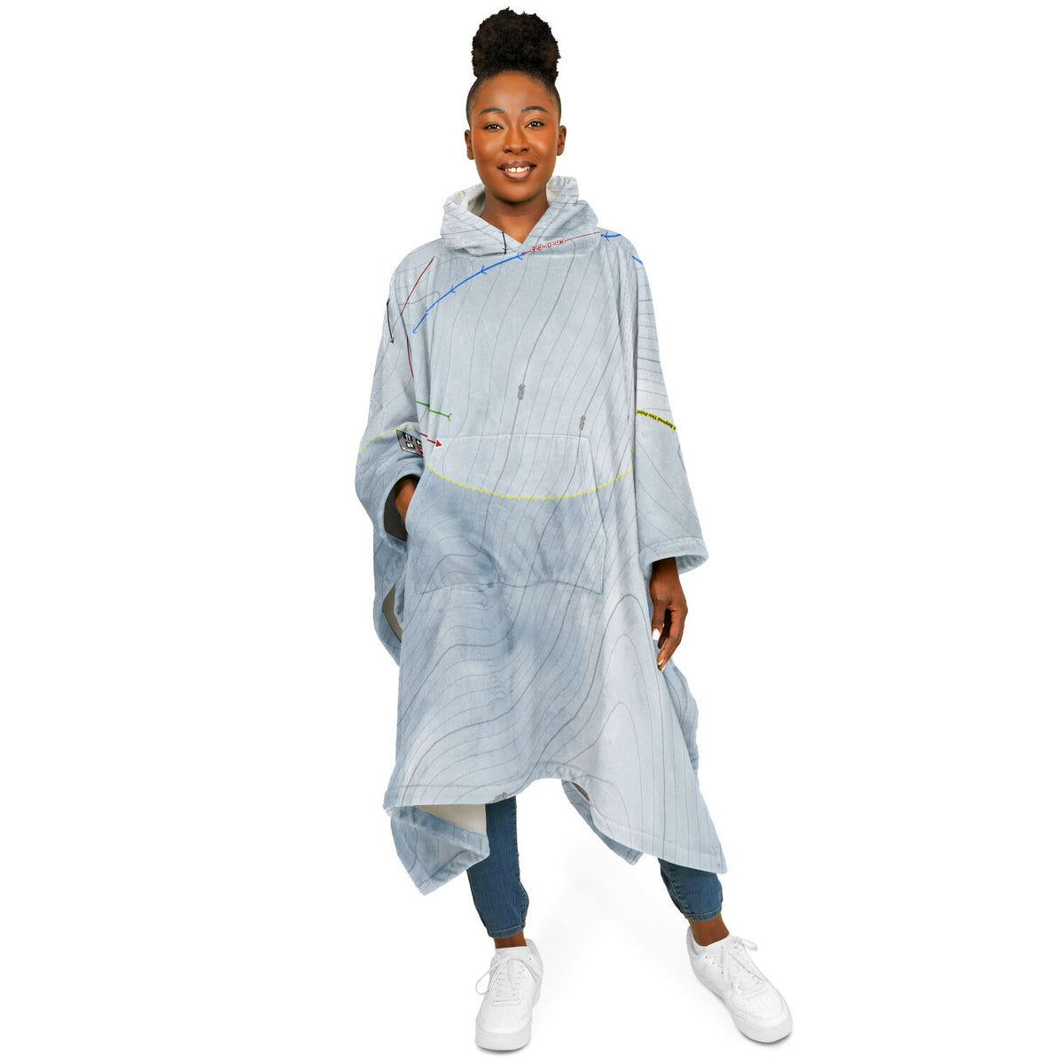 Elko Snobowl, Nevada Ski Resort Map Flannel Blanket Poncho