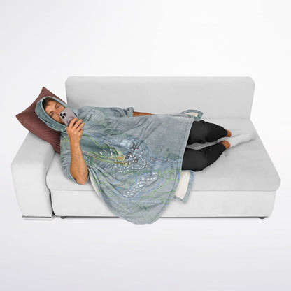 Smugglers Notch, Vermont Ski Resort Map Flannel Blanket Poncho