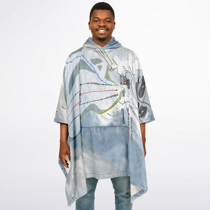 Shanty Creek Summit Mountain, Michigan Ski Resort Map Flannel Blanket Poncho