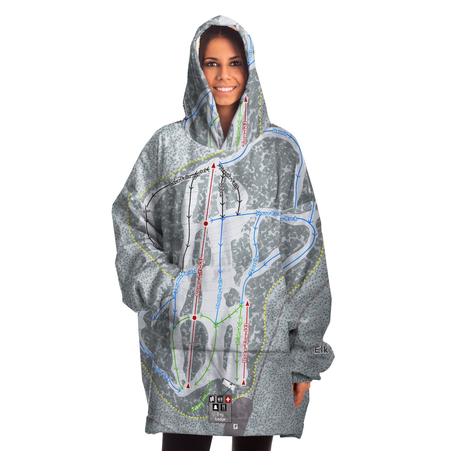 Elk Ridge, Arizona Ski Trail Map Snug Hoodie