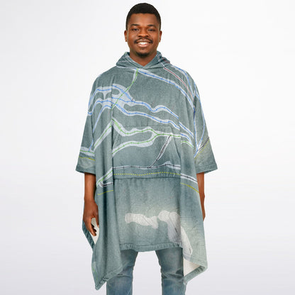Murray Ridge, British Columbia Ski Resort Map Flannel Blanket Poncho