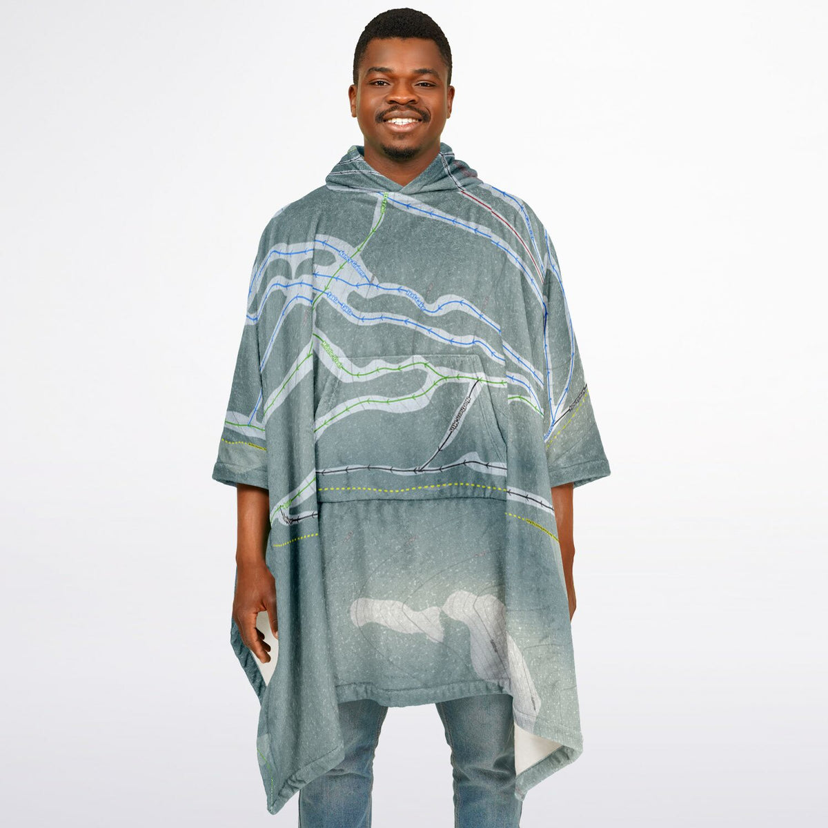 Murray Ridge, British Columbia Ski Resort Map Flannel Blanket Poncho
