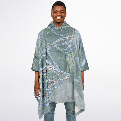 Titus Mountain, New York Ski Resort Map Flannel Blanket Poncho