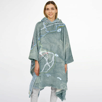 Gore Mountain, New York Ski Resort Map Flannel Blanket Poncho