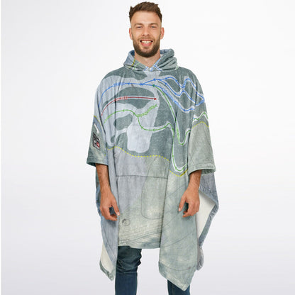 Mt Greylock, Massachusetts Ski Resort Map Flannel Blanket Poncho