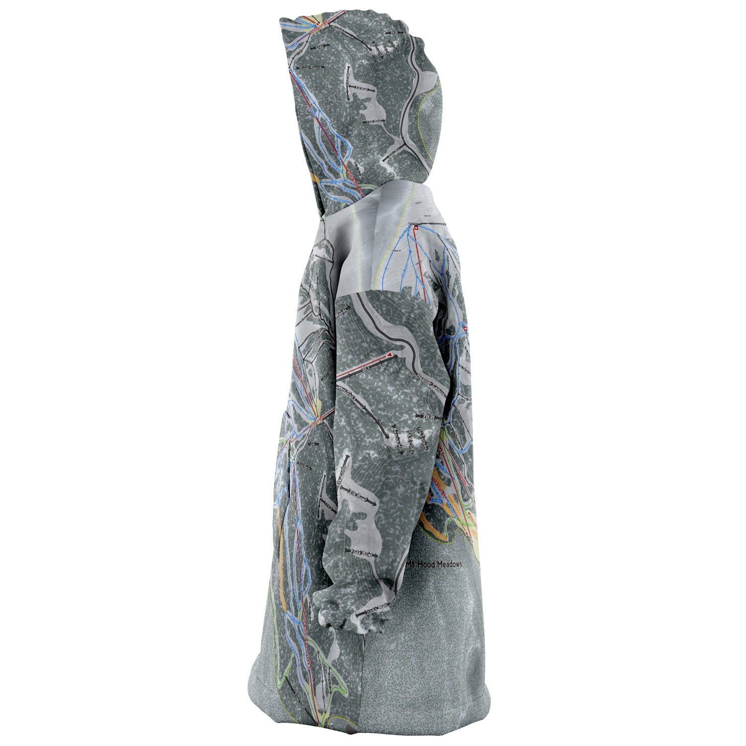 Mt. Hood Meadows, Oregon Ski Trail Map - Snug Hoodie - Powderaddicts