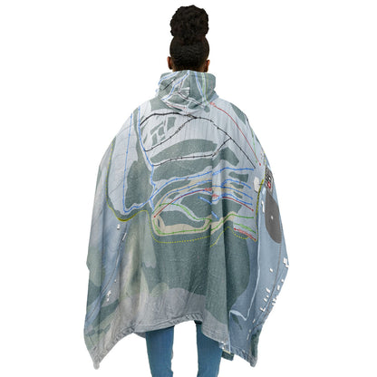 Saskadena Six, Vermont Ski Resort Map Flannel Blanket Poncho