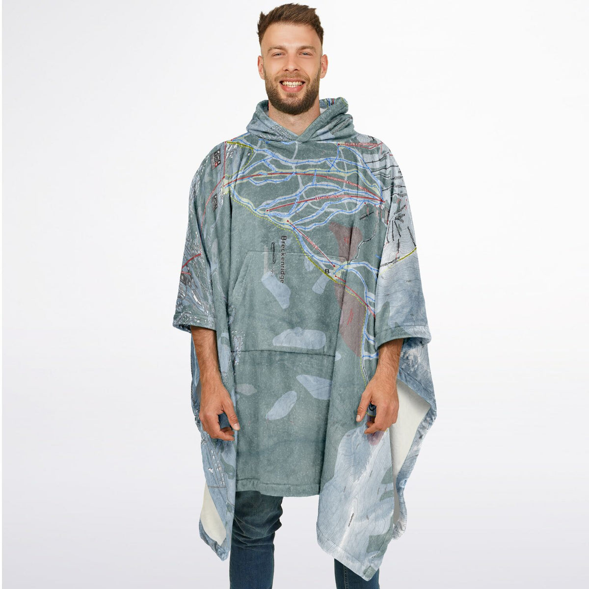 Breckenridge, Colorado Ski Resort Map Flannel Blanket Poncho