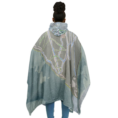 Cuchara Mountain, Colorado Ski Resort Map Flannel Blanket Poncho