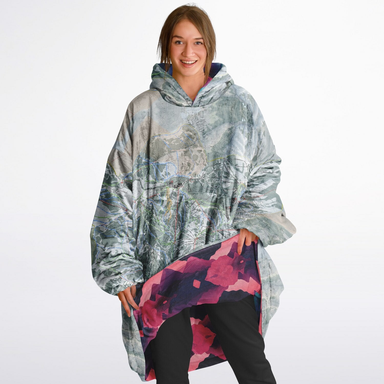 Powder Mountain, Utah Ski Resort Map Reversible Snug Hoodie