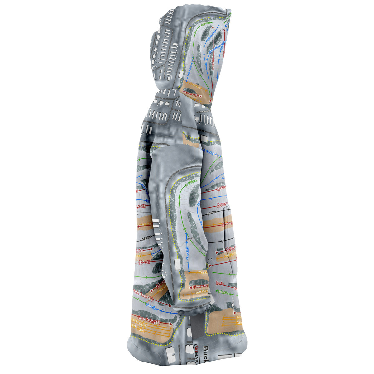 Buck Hill, Minnesota Ski Trail Map Snug Hoodie - Powderaddicts