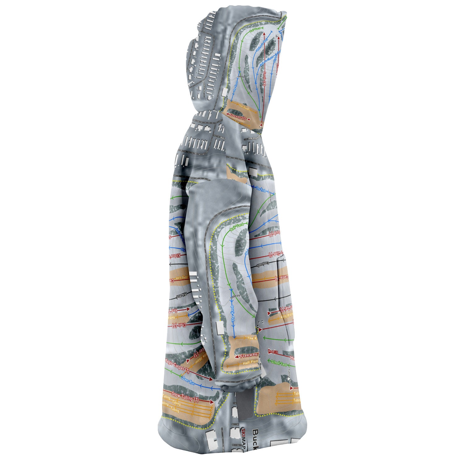 Buck Hill, Minnesota Ski Trail Map Snug Hoodie - Powderaddicts
